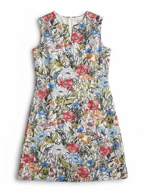 J.Jill Love Linen Floral Shift Dress 100% Linen Sleeveless Pockets Medium